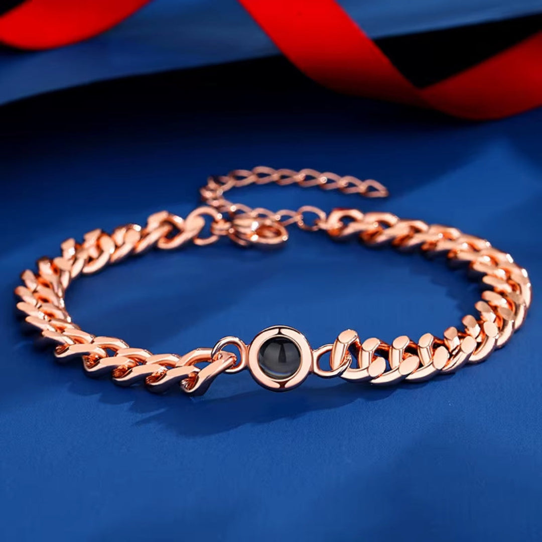Custom Color Picture Projection Bracelet Titanium Steel Cuban Chain for Girlfriend Lover 2025 Valentine Birthday Romantic Gifts